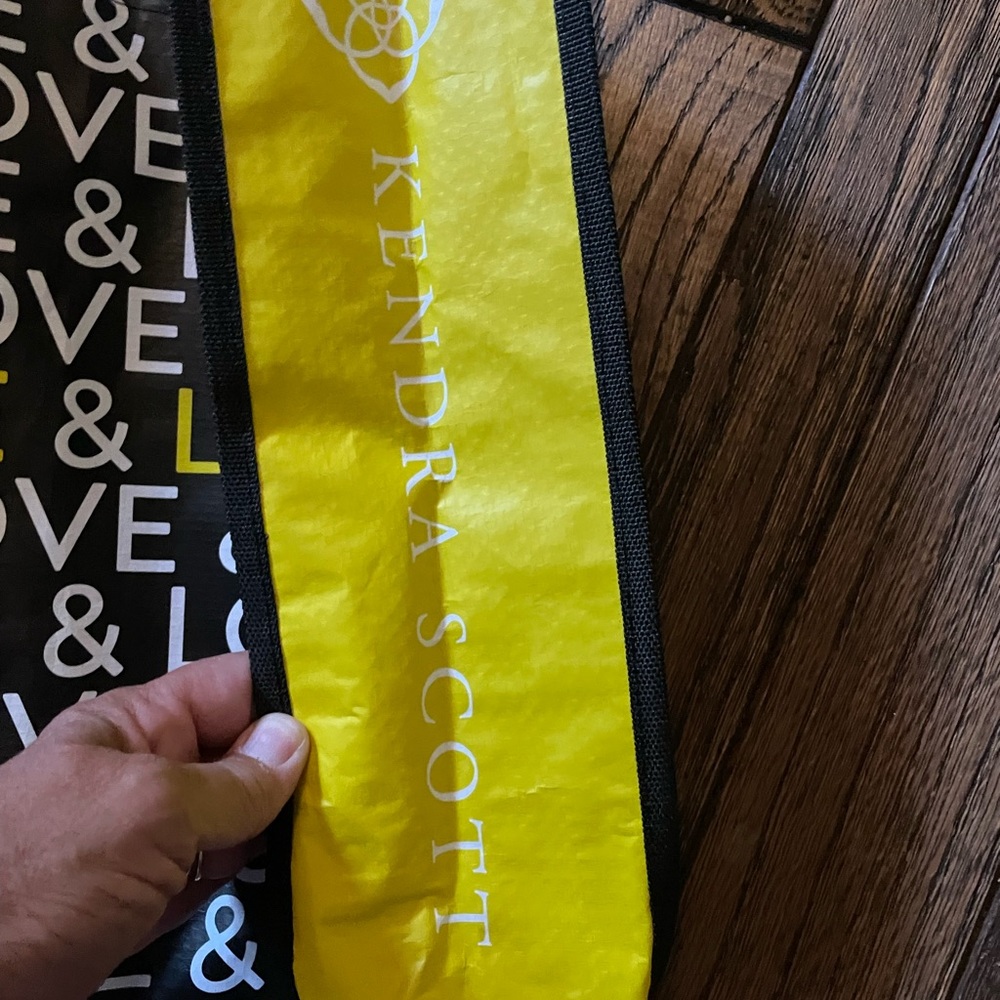 Kendra Scott 100% recycled reusable bag with cloth handles snap closure